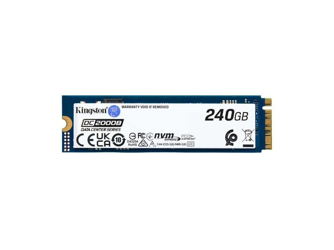 Kingston SEDC2000BM8/240G DC2000B 240 GB Solid State Drive - M.2 2280 Internal - PCI Express NVMe (PCI Express NVMe 4.0 x4) - Server Device Supported - 0.4 DWPD - 175.20 TB TBW