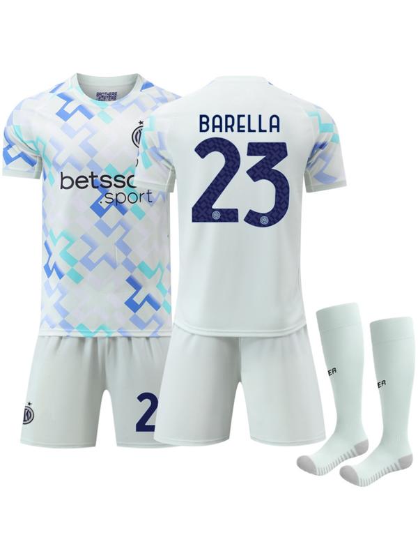 2526 New Inter Milan Away Football Kit, No. 9 Thuram, No. 23 Barella, No. 10 Lautaro, White Set Jersey