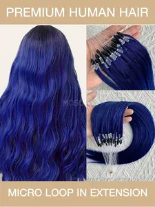 50pcs Colorful Micro Loop Hair Extensions, Real Human Hair, 12/16/20 Inches, Soft Smooth Natural Straight, Easy Install Remove