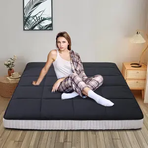 DoCred Japanese Floor Mattress Futon Mattress Foldable Floor Bed Mattress, Roll Up Mattress Tatami Mat, Thick Sleeping Pad Breathable Floor Lounger Guest Bed for Camping Couch Dormitory Full