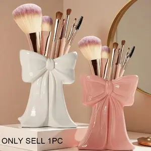 Bowknot-Shaped Makeup Organizer, Beauty Supplies Organizer, Flower Vase for Desk Decor, Bowknot Ornament for Living Room TV Stand, Storage Box for Makeup Brushes & Office Supplies, Makeup Brush Holder, Ideal Gift for Girls & Women
