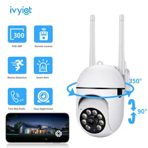 Ivyiot 2K Anti Theft Video Surveillance Camera Smart 360 Panoramic View Indoor PTZ Cam with 911 Emergency Alert for Property Owners Small Business Store Security