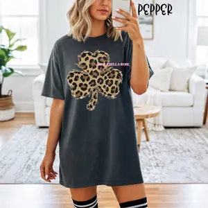 Leopard shamrock faux patchwork shirt | NOT REAL PATCHWORK/PRINTED DTF | St. Patrick’s day shirt