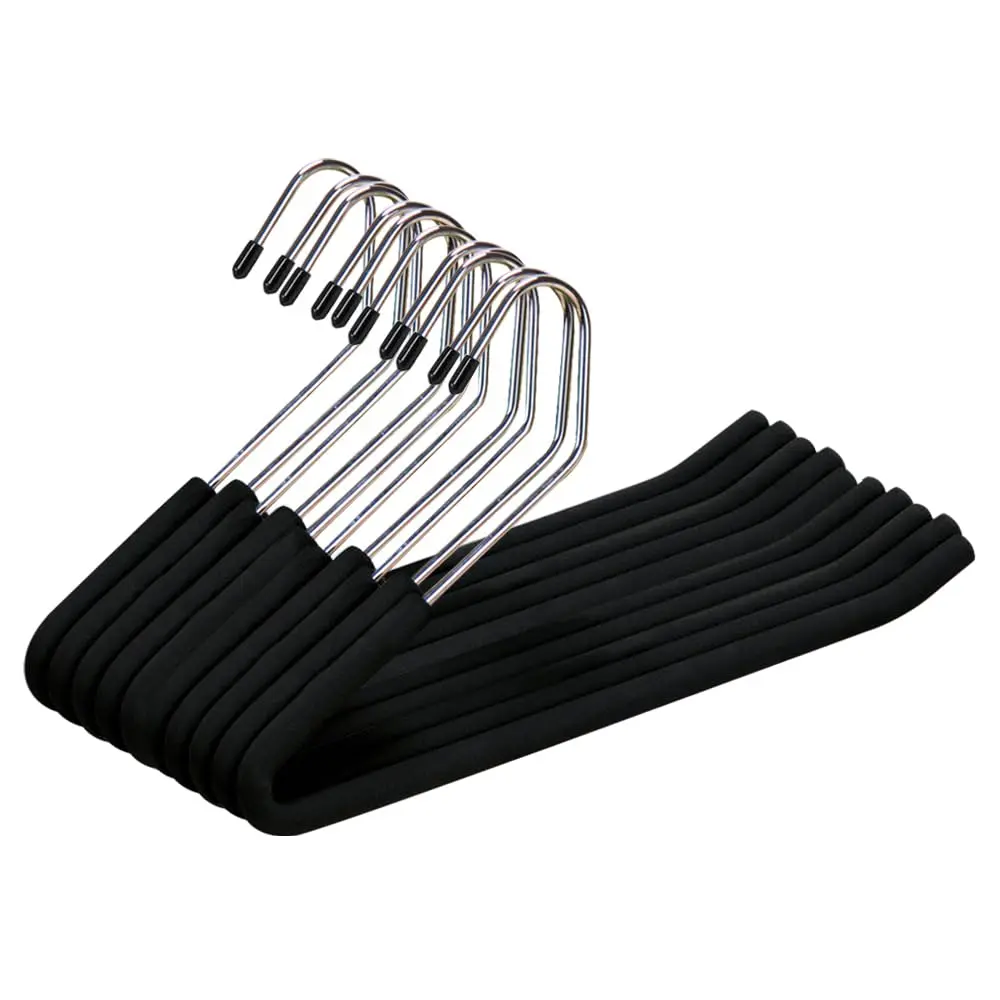 Non-slip Pants Hanger, 10pcs Open Ended Non Slip Sponge Padded Yoga Pants Hanger, Space Saving Hanger for Closet, Wardrobe, Clothes Organizer, Hanging, Metal Pants Hangers