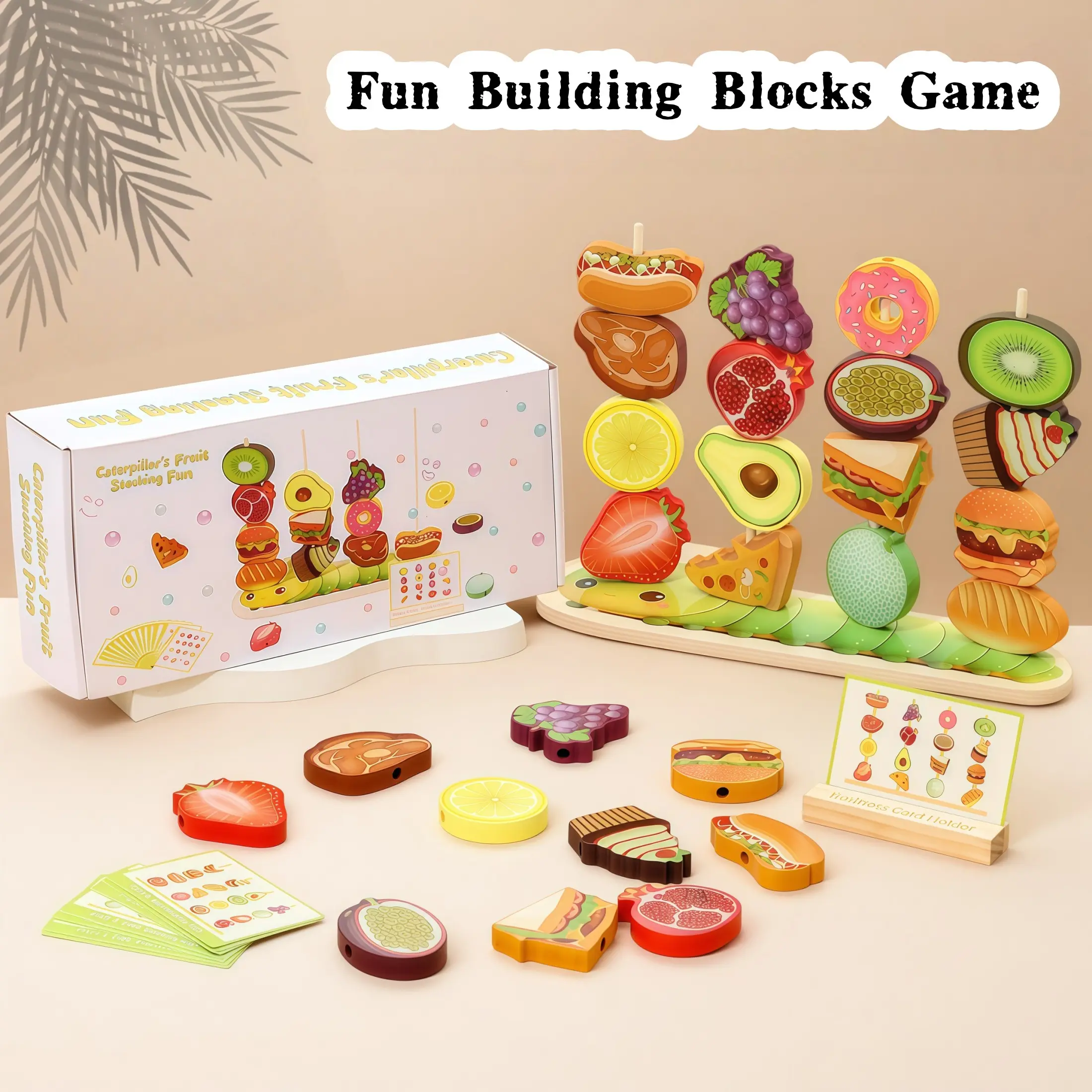 Wooden Fruit Food Matching Toy Set, Pretend Play, Play Food Sets, Cognitive Development, Hand-Eye Coordination, Stem Education, Perfect Gift for Christmas, Easter, Halloween