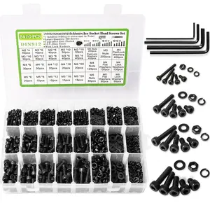 2410 count M2 M3 M4 M5 Nuts and  Assortment it, Upgraded Zinc Plated Hex Socet  Cap Metric Machine Screws, 12.9 Alloy Steel  and Nuts it with Loc Washers for Screws