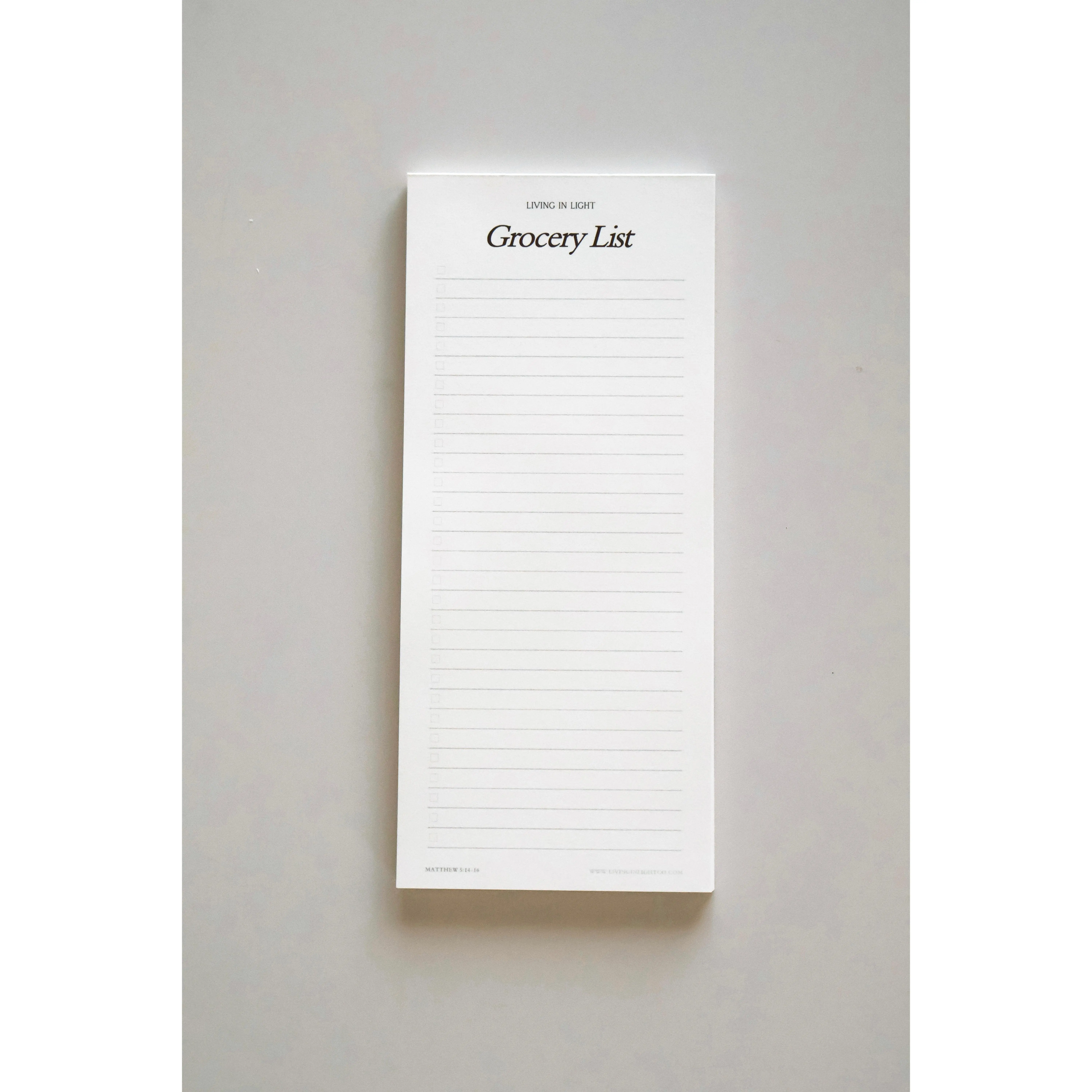 Living in Light Faith-Based Grocery List Notepad