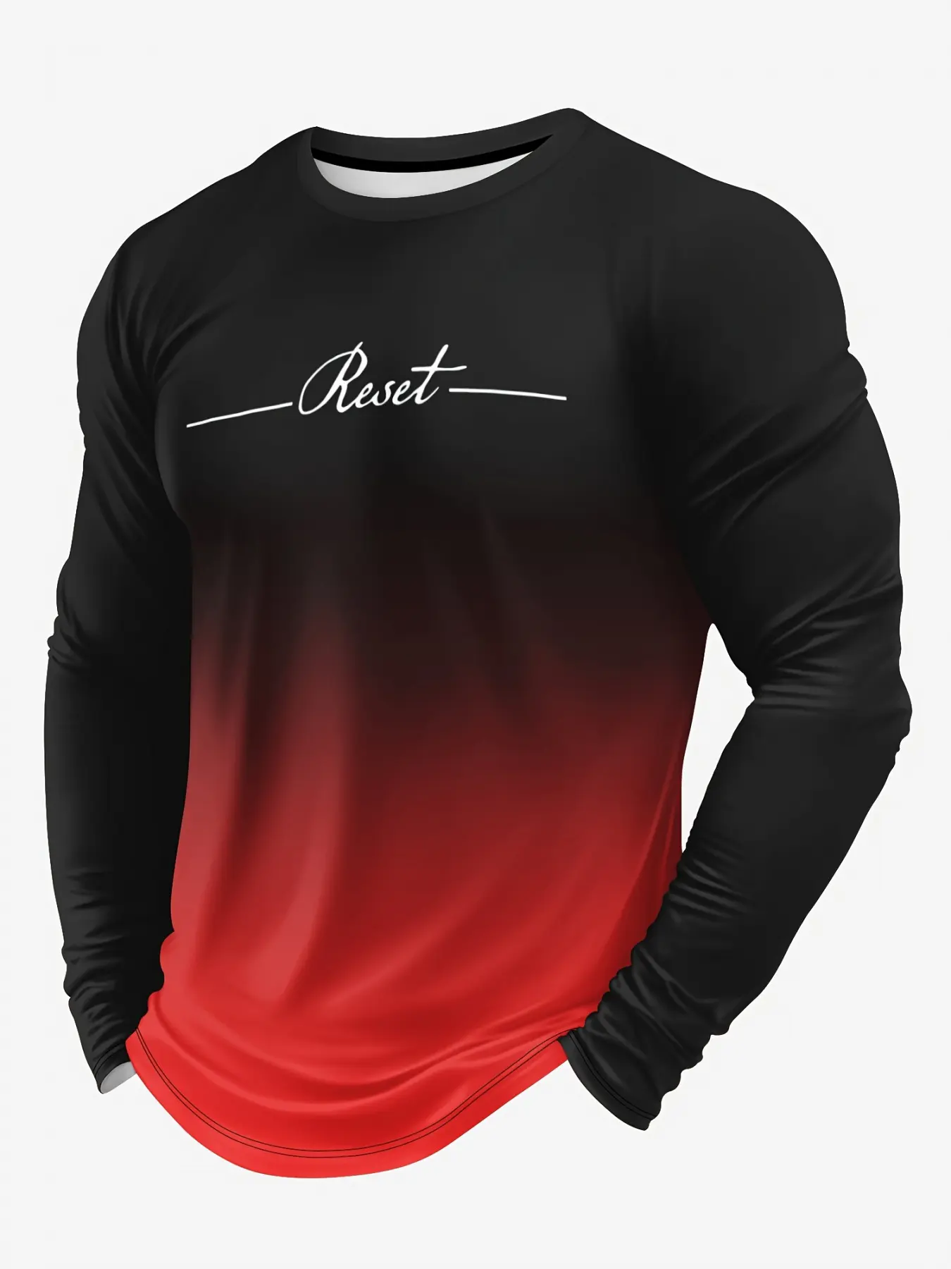 New men's Fitted long-sleeved Crewneck T-shirts paired with innovative 3D printed casual pullover sweaters, fashionable and casual Gradient colorful T-shirt tops Menswear