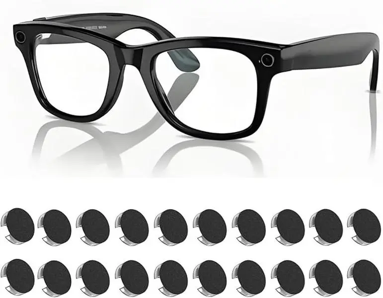 LED Light Blocking Stickers Compatible with Ray Ban Meta Wayfarer/Skyler/Headliner and Oakley Meta HSTN Smart AI Glasses Accessories, Low-Tack Restickable Blackout Light Covers Sticker(20Pcs)