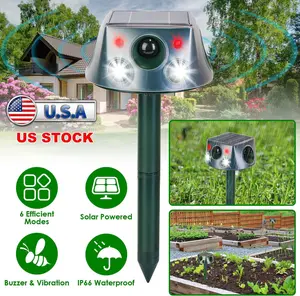 Upgraded 360° Solar Animal Repellent: Cat Repellent Outdoor | Ultrasonic Pest Repeller with Motion Detection & PIR Sensors | Squirrel Repellent for Sankes, Raccoons, Dogs, Skunk, Rabbit, Rodent IP66