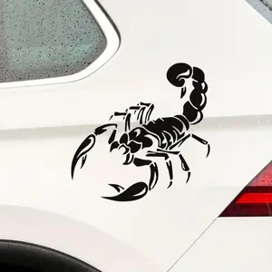 Scorpion Vinyl - 5.5"x5.5" Car Sticker for Motorcycle, Car, Helmet - Edgy Tribal Waterproof Emblem | #AZ13 (Black)