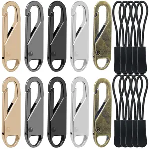Universal Zipper Pull Kit  20 Metal Replacement with 10 Detachable Tag Extension Pulls for Luggage Clothing Jackets Backpacks Boots Purse Handbag Coat