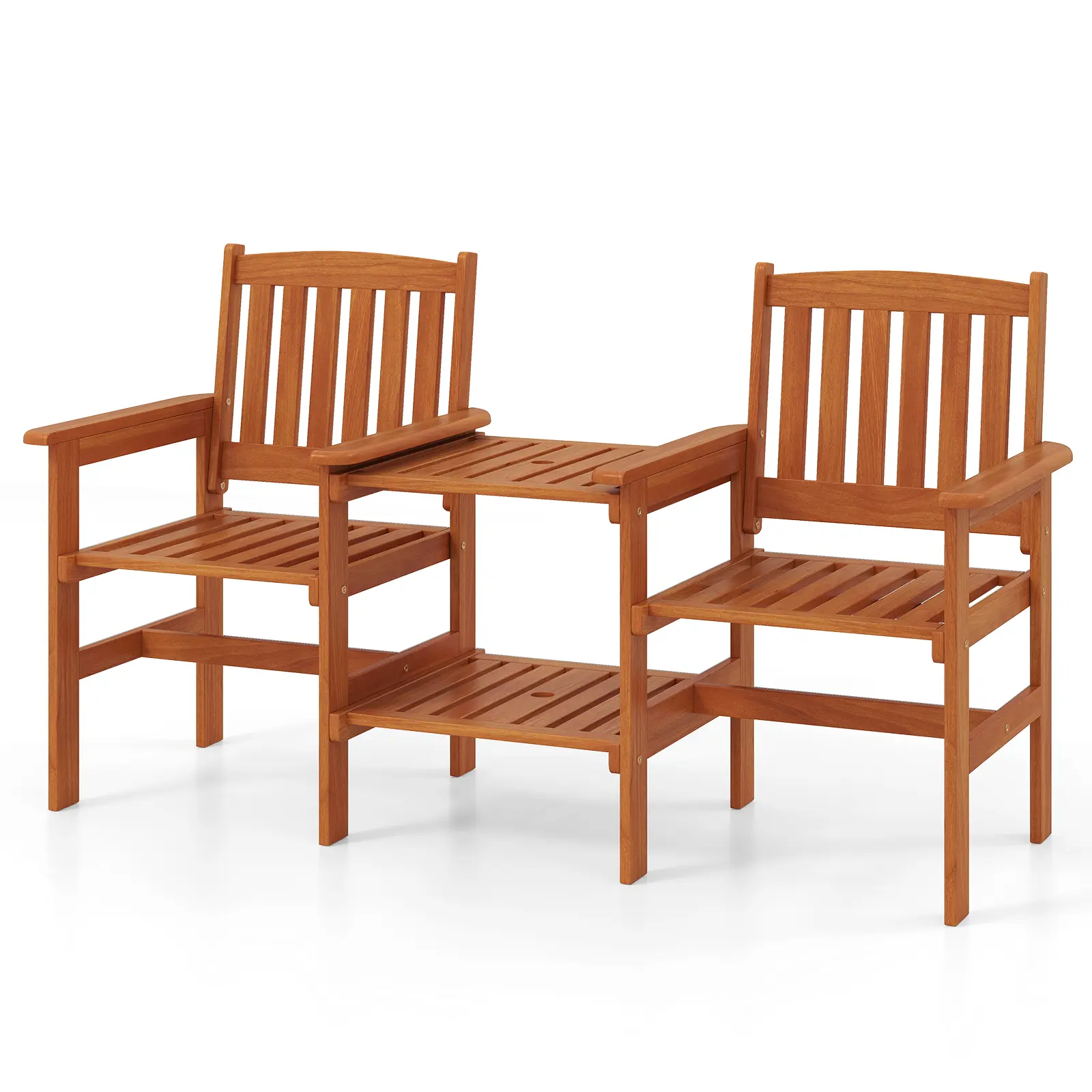 COSTWAY - 2-Seater Outdoor Patio Furniture Set with 1.57 Inch Umbrella Hole