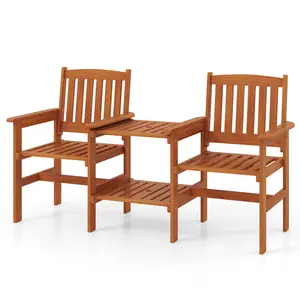 COSTWAY - 2-Seater Outdoor Patio Furniture Set with 1.57 Inch Umbrella Hole