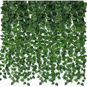 24-Pack Artificial Ivy Garland, 173ft Fake Greenery Vines for Wall, Room & Bedroom Decor, Jungle Party & Wedding Backdrop, Hanging Leaves Decoration Decorative Fruit Plants Plastic Ornaments Window