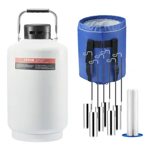 VEVOR Liquid Nitrogen Tank, 10 L Aluminum Alloy Liquid Nitrogen Container, LN2 Tank Dewar with 6 Canisters and Carry Bag with Straps, Cryogenic Tank for Beauty Industry, Semen Preservation, Scientifi