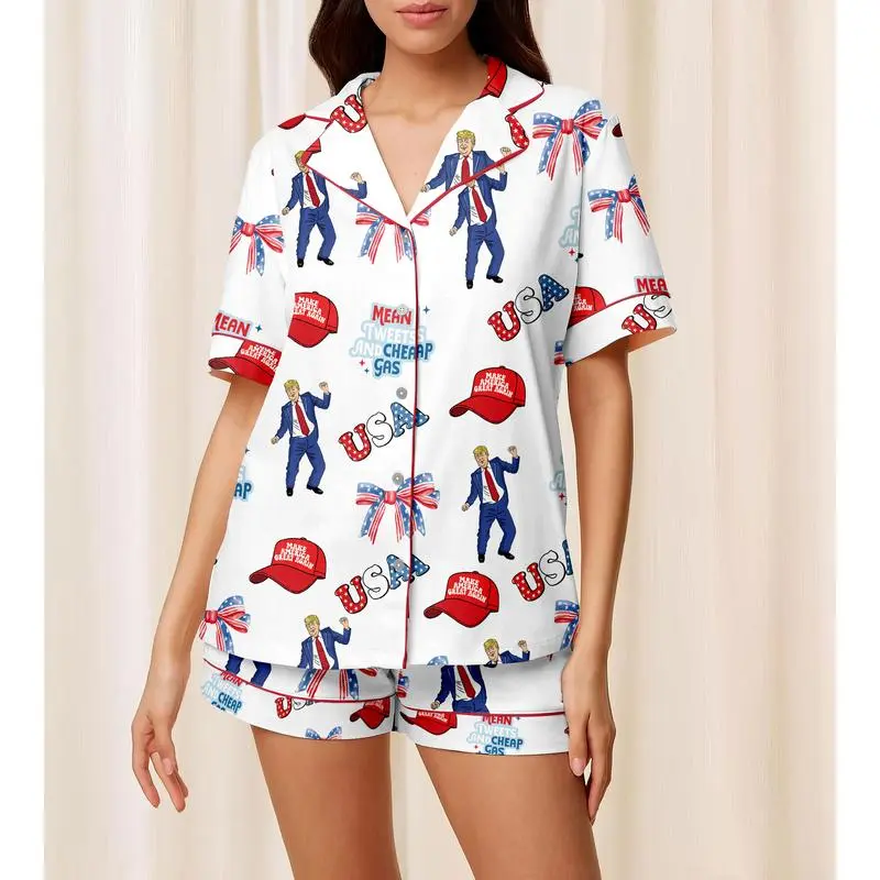 Trumm.p Coquette USA Satin Pajama Set, Trumm.b Dance Pajamas, Two-Piece Set, Loungewear Pjs Set, Sleepwear Fall, Nightwear