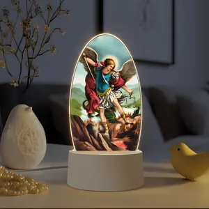 St Michael Archway Decorative Lamp, Home Decor Light, Acrylic, LED Warm Color, Modern Simple Bedroom Lamp, Round Night Lamps, USB Compatible, Church Gift
