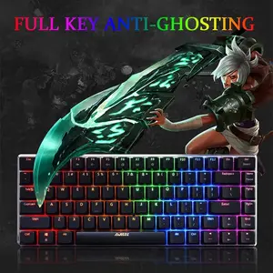 LexonElec RGB LED Backlit Wired Mechanical Gaming Keyboard,AK33 82 Keys Compact Metal Panel Computer Keyboard with 20 Lighting（Black Switch)
