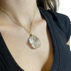 Natural Quartz Wire Wrap Necklace