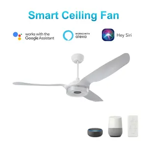 Icebreaker 56 in. (3-Blade) Modern White Best Ceiling Fan w/ Remote & Dimmable LED Light, Works w/ Alexa/Google Home/Siri