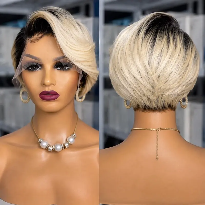 13x6 Ice Blonde Pixie Wig – 8 Inches