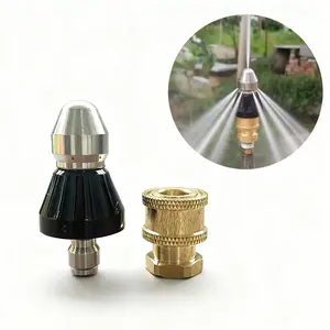 Sewer nozzle  drain Blaster Kit: Self-Propelling Pressure Washer Nozzle for Clogged Pipes & Outdoor Cleaning | 1/4" Quick-Connect, 7-Jet Stainless Steel (Unclog Drain, Sewer, Gutter, Driveway)Sewer jet nozzle female connector set pressure washer