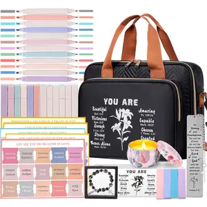 Christian Gifts for Women, Bible Bag with Christian Bookmarks, Bible Verse Bracelets, Prayer Scented Candle and Study Supplies Kit with 75 , 12 Highlighters Spiritual Gifts for Mom