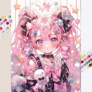 1 DIY diamond painting kit, 5D diamond art set, DIY decoration, anime girl diamond painting full round drill, mosaic, diamond art, DIY art home decor, suitable for Christmas.