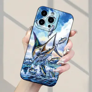 A phone case designed with Atlantic Blue Shark and Snapper Sea Fishing, TPU Shockproof Full Protection Case, Compatible with iPhone 17/16/15/14/13/12/11 PRO MAX PLUS AIR E XS and PROMAX MINI, Ideal Gift for Friends and Family, MS2346