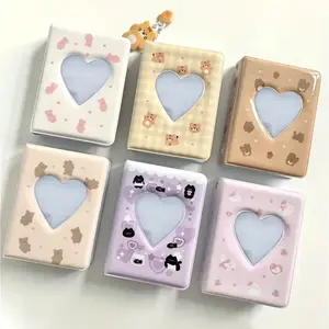 Heart-Shaped Love Album 3 Inch, Transparent Inner Pages, Durable Plastic Material, Perfect for Couple Moments, Portable Scrapbook Photo Album