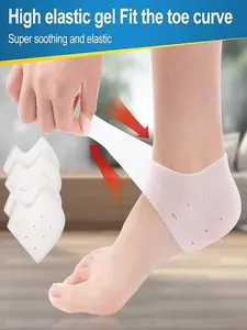 2 Pairs Heel Protectors Set, Foot Ankle Protector, Gel Insoles for Shoes, Pain Relief, Moisture Retention, Comfort All Day, Unisex, Soft Elastic Insoles