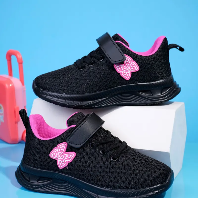Spring/Autumn Flyknit Sports Shoes, Fashion Running Shoe, Knitted Upper, Lightweight Breathable, Cute Butterfly Applique Design, Ideal for Daily Wear and Running