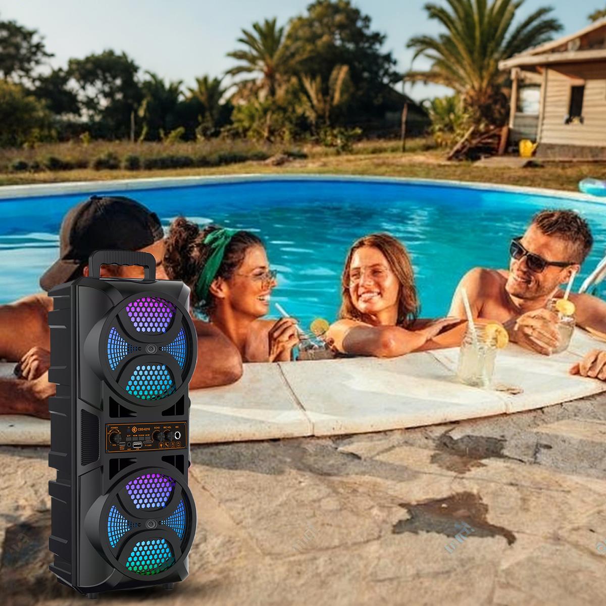 Portable wireless Bluetooth speaker, dual speakers/supports dual pairing, with microphone, RGB lighting, supports SD card, FM, USB, and subwoofer; perfect for gatherings, beach parties, music parties, birthday parties, and as an Easter gift