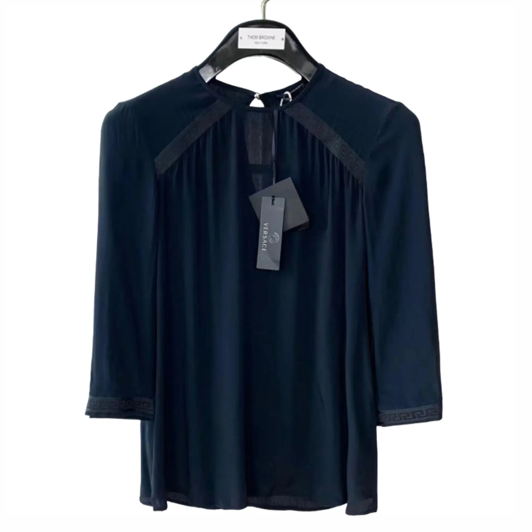RDLT - Versace Black Chiffon Long Sleeve Shirt Size 38