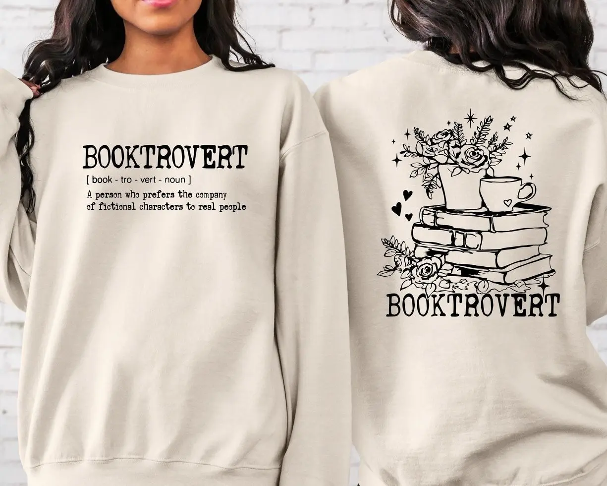 Wildflower Booktrovert Sweatshirt, Bookish Floral Graphic Crewneck, Book Lover Reading Sweater, Librarian Teacher Apparel, Book Club Hoodie, Literary Gift for Women & Men