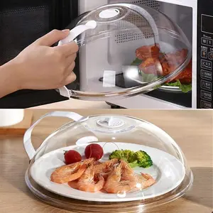 Microwave Splatter Cover for Food – BPA Free Transparent PP Plate Cover with Handle, Reusable Dishwasher Safe Kitchen Food Lid for Microwave Heating