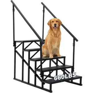 RV Steps with Dual Handrails,5-Step Portable Outdoor Stairs Heavy-Duty Mobile Home Ladder for Camper, Travel Trailers, Hot Tub, Dock & Porch Entry with Anti-Slip Handrail 27.16"l*53.15"w*67.87"h