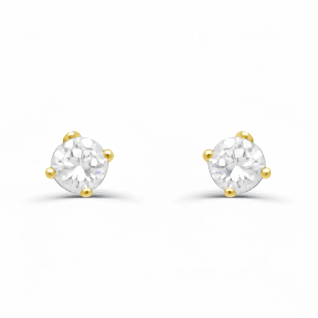 Round Diamond Mini Stud Earrings – 14k Gold