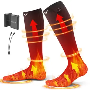 VEVOR Heated Socks, 5000mAh Battery Powered, Rechargeable Heating Socks with 4 Heating Levels, Electric Heated Sock for Men Women, Foot Warmer for Hunting Riding Camping Hiking Skiing, Outdoor Work