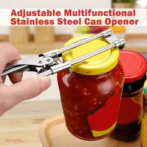 1 count Jar Opener for Weak Hands, Multifunctional Adjustable Can Opener, Stainless Steel Jar Lid Opener Bottle Opener Tool Universal Grip Assist Opener