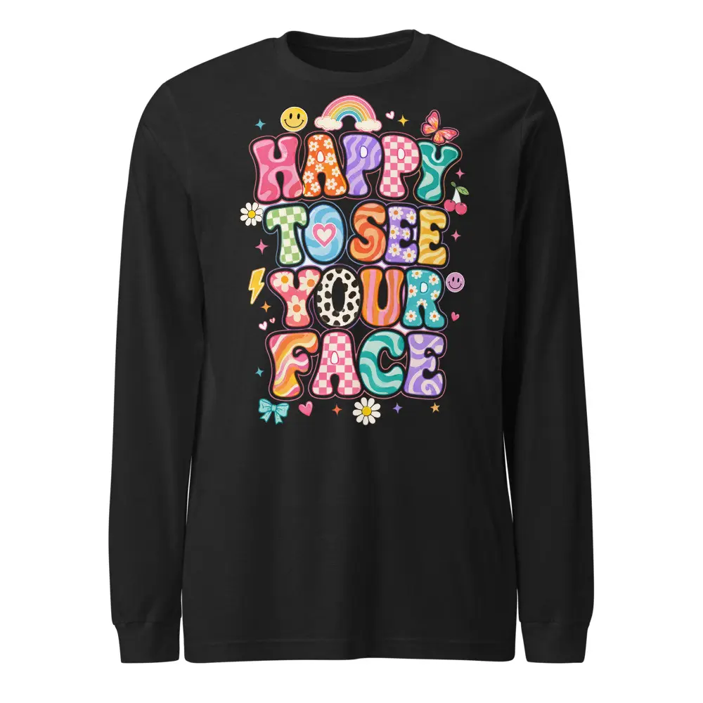 Happy to See Your Face Sweatshirt Retro Groovy Teacher Crewneck Colorful Back to School