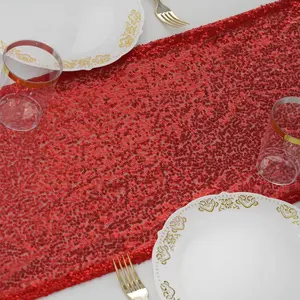 Sequin Table Runner 12"x108" Red - Glittering Finish Table Decor