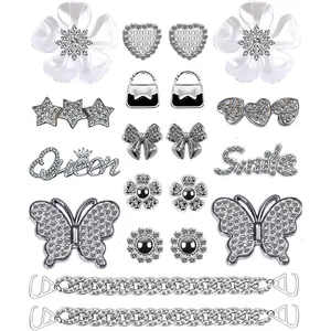 Bling Shoe Charms Designer Bling Chain Shoes Accessories for Women Girls Jewelry Cute Shoe Decoration Charms Butterfly Flower for Birthday Gifts Party Favors