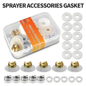 ZHUITU Airless Spray Machine Gasket Kit 15PCS Crescent Universal Joint Spacer Seals Nylon Copper Replacement Parts por p his spraygun budget paint gun garage  auto  paint sprayer yer spraying tool ador wall fence home interior hvlp pulverizador de pintura