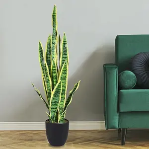 35.5" Artificial Snake Plant | Realistic Indoor & Outdoor Faux Plant Decor