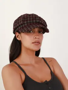 Classic, fashionable and versatile checkered fringed newsboy cap, daily casual, commuting and going out octagonal beret with top, Polyester Cap