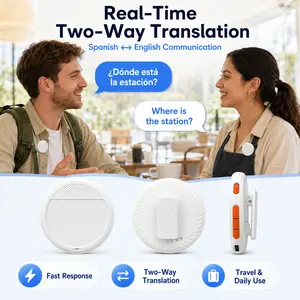 Wearable AI Translator Device, Real-Time Spanish English Two-Way Voice Translator, 165 Languages, Bluetooth App Clip-On Language Tutor for Travel, Work, Restaurants & Hotels