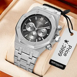 2025 Men's Multifunctional Watch True Three Eyes Luminous Quartz Calendar & Day Display Waterproof 30M Stainless Steel Strap Business Style Perfect Gift for Him