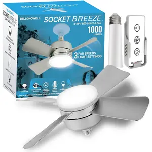 Socket breeze cool light deluxe silver ceiling fans with led lights and remote control replacement for lightbulb bedroom kitchen living room lumens kelvins